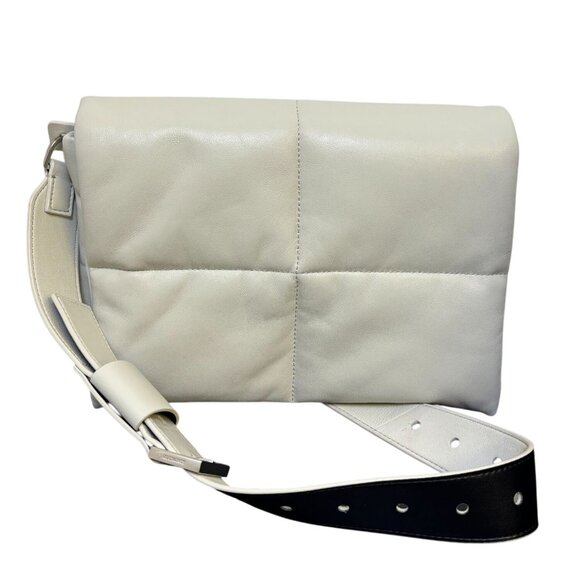 Allsaints Soft Leather Messenger Bag With Contrast Strap Bone White - Picture 1 of 15